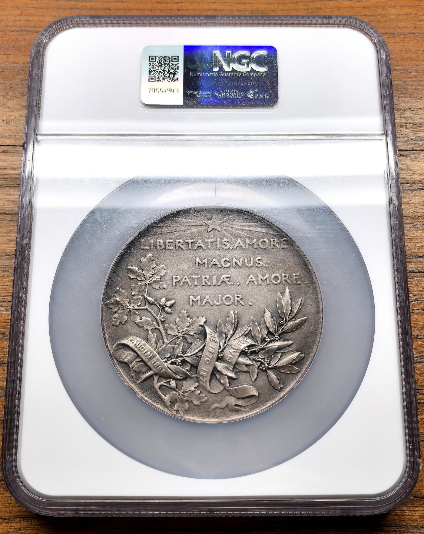 纫秋兰以为佩·凡希社微拍感恩专场 1882法国政治家莱昂·甘必大逝世纪念镀银章NGC-MS63