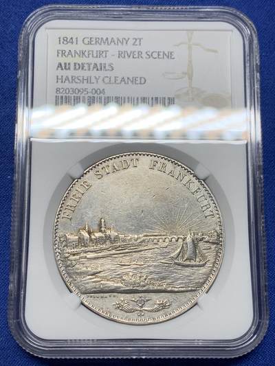 《竞宝斋》第443场 周日，周一，2场连拍 （全场包邮） - NGC AUD 法兰克福1841年景观2泰勒银币 城市景观系列必备品种
