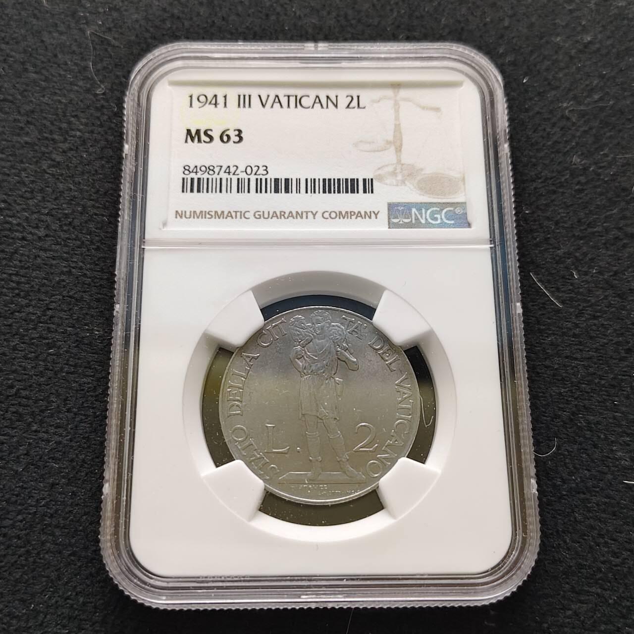 【全场包邮】纯粹捡漏拍485场（免费代拍第22场） 梵蒂冈1941年2里拉-NGC MS63