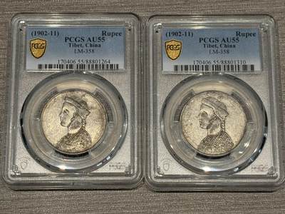 币然PCGS机制币专场 - PCGS55卢比无领横花两枚总价