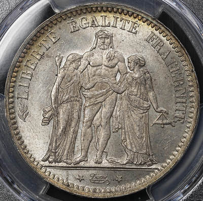 修遠堂世界钱币第九十五期 - PCGS MS64 1873年法国大力神大银币 A厂铭
