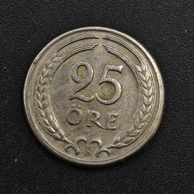 【淘币小摊】实时拍第八百一十三拍   散币场   满百包邮可预留二周 每周一统一发货   - 瑞典1947年25欧尔镍币