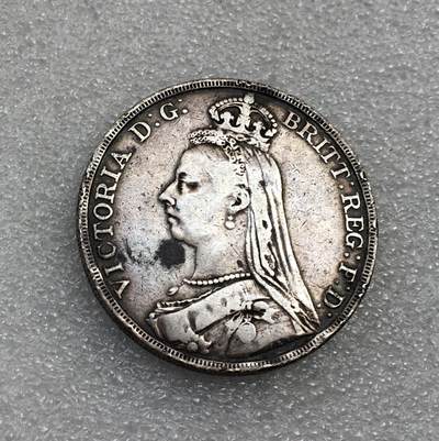 世界钱币专场拍卖 每周二开拍 - 1891年英国维多利亚女王高冠马剑1克朗流通银币 92.5%银