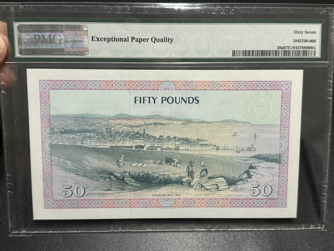 《外钞收藏家》第五百九十期（欧洲强钞、港币、硬通货及丰富裸币大拍场）（本平台长期征集拍品、欢迎藏友们联系合作） 1983年马恩岛50镑 PMG67 BWC版 精美大票