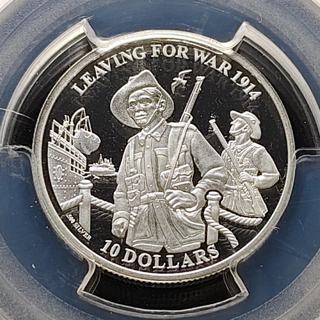 【全场包邮】纯粹捡漏拍485场（免费代拍第22场） 【收藏级·亚军分】基里巴斯2014年10元铭记一战系列奔赴精制纪念银币-PCGS PR69 DCAM