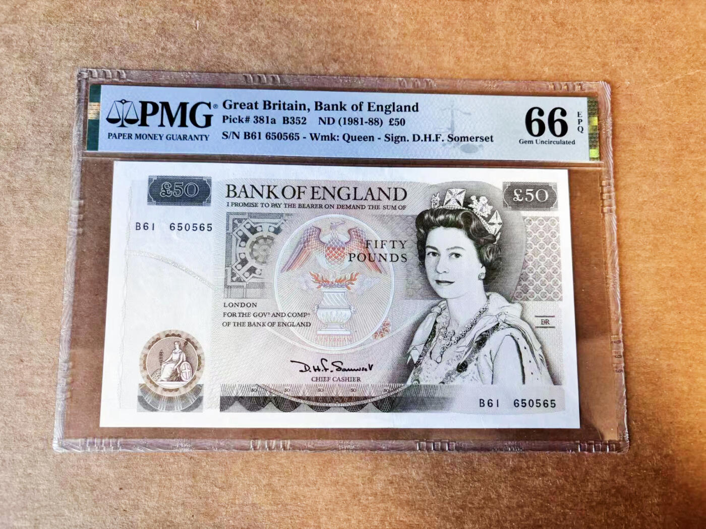 【Blue Auction】世界纸币精拍第757期——18级TOP拍卖/信誉/品质/专业/高效💫 【a版无47】英国 D序列 1981-88年50镑 PMG66EPQ 