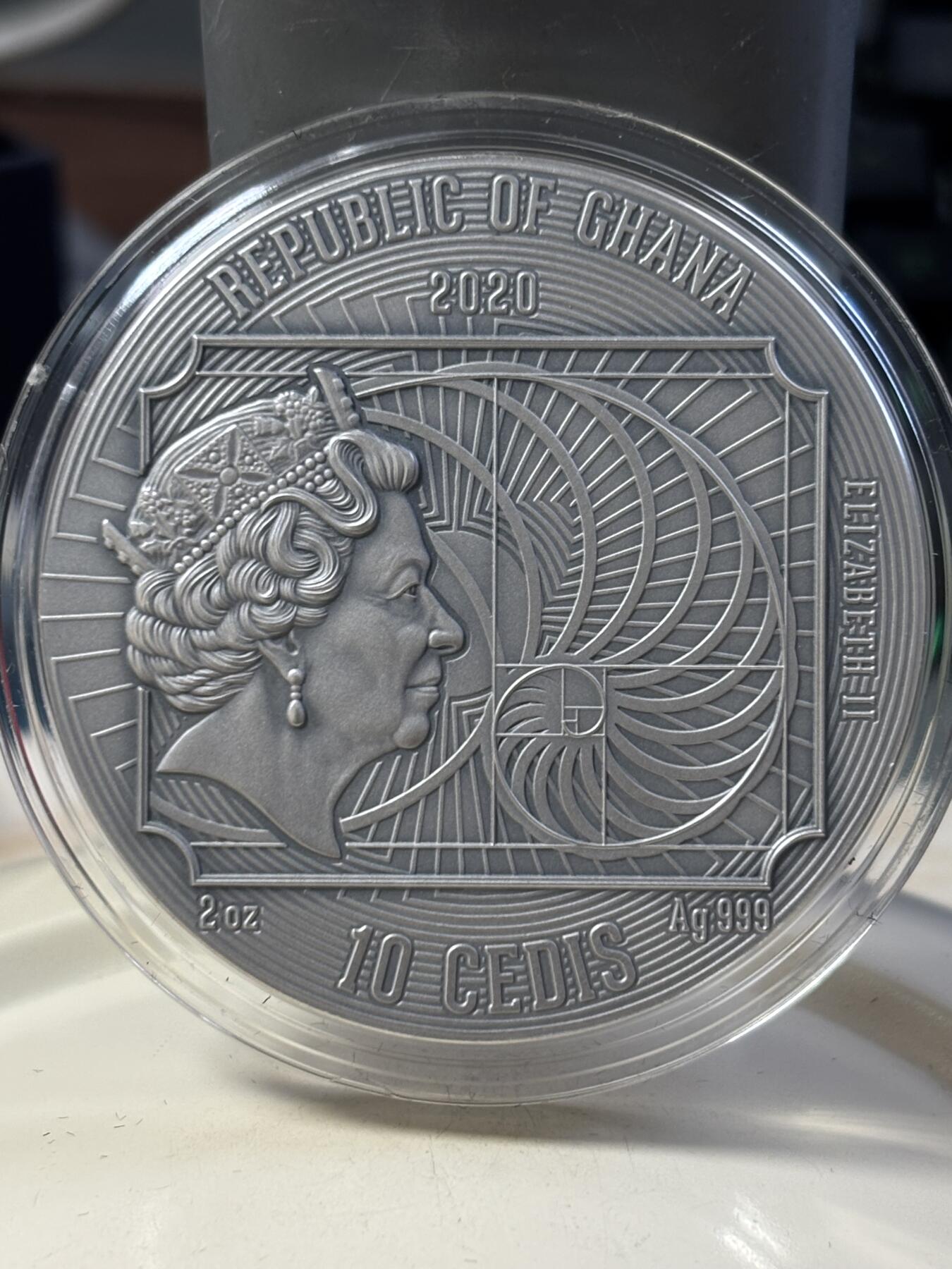 第184期拍卖 加纳2020年伟大的艺术家系列克里姆特2盎司彩银币，999银，发行500枚