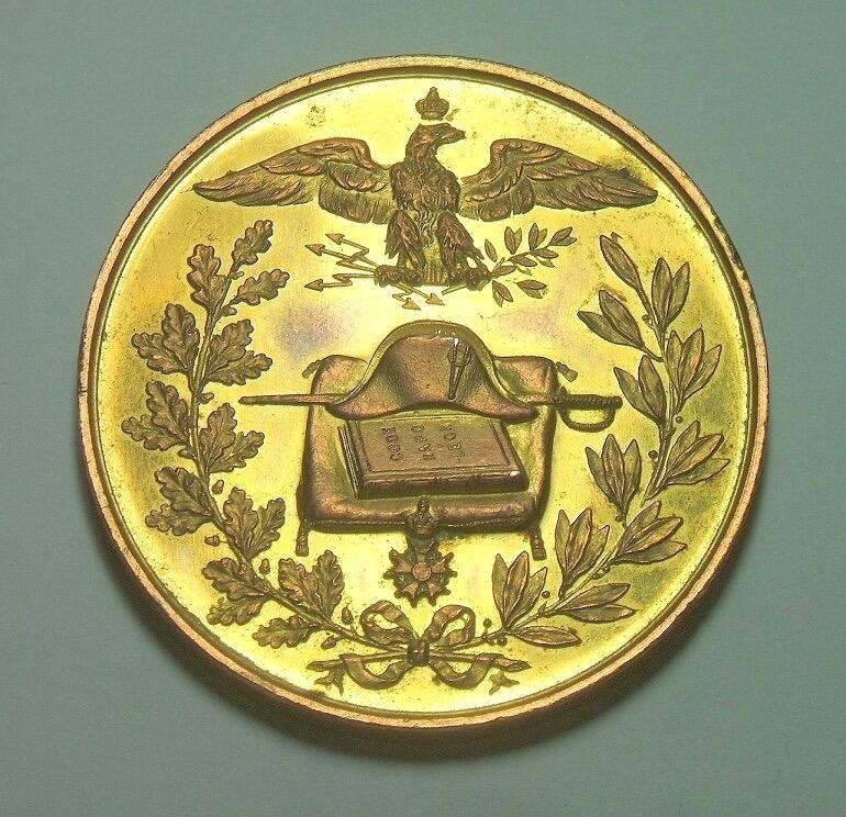 【艺术】法国艺术大章1869年 拿破仑诞辰百年 高浮雕精制大镀金章 50MM