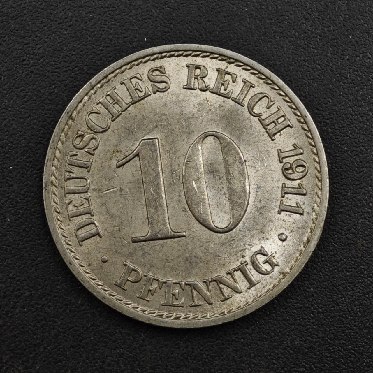 【淘币小摊】实时拍第八百一十三拍   散币场   满百包邮可预留二周 每周一统一发货   德国1911年10芬妮镍币