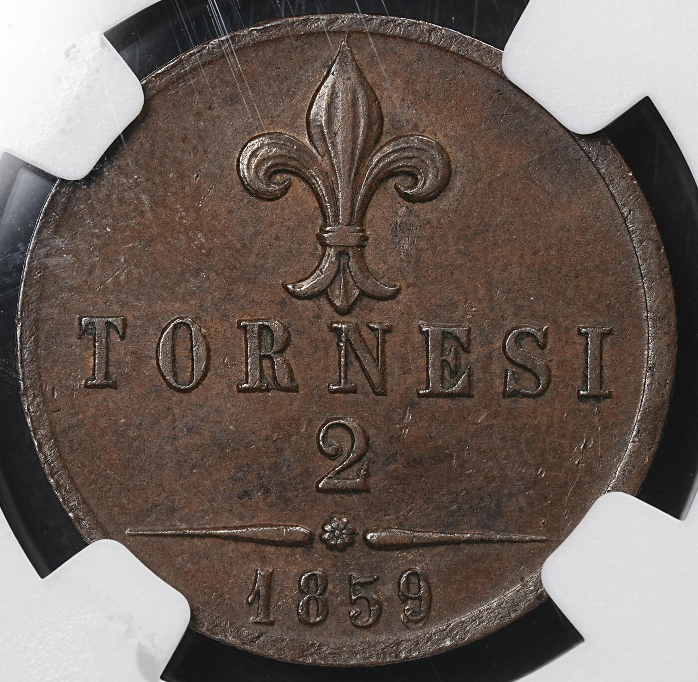 修遠堂世界钱币第九十五期 NGC AUD 1859年那不勒斯2 TORNESI铜币