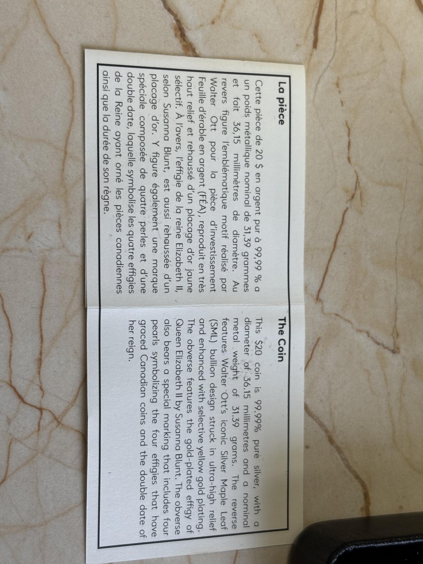 第183期拍卖 加拿大2023年枫叶发行35周年超高浮雕1盎司局部镀金银币，9999银镀金，发行8000枚，