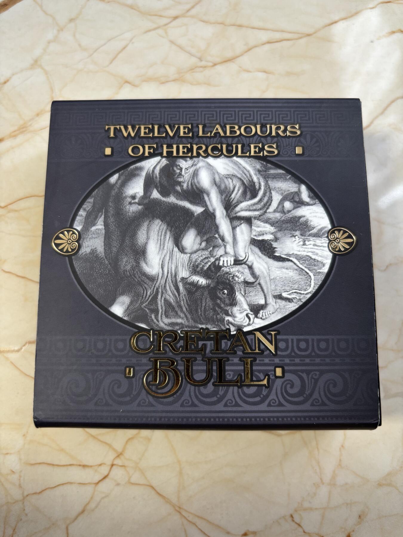 第184期拍卖 纽埃2023年大力神海格力斯驯服克里特公牛仿古银币，999银，发行500枚