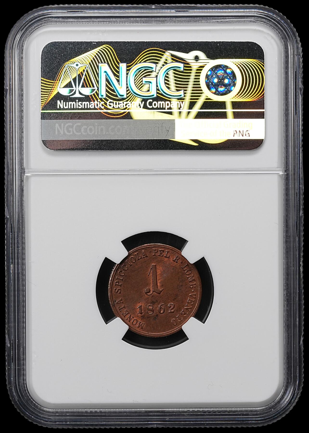 修遠堂世界钱币第九十五期 NGC MS64RB 1862年伦巴第-威尼西亚王国1 SOLDO  唯一冠军分