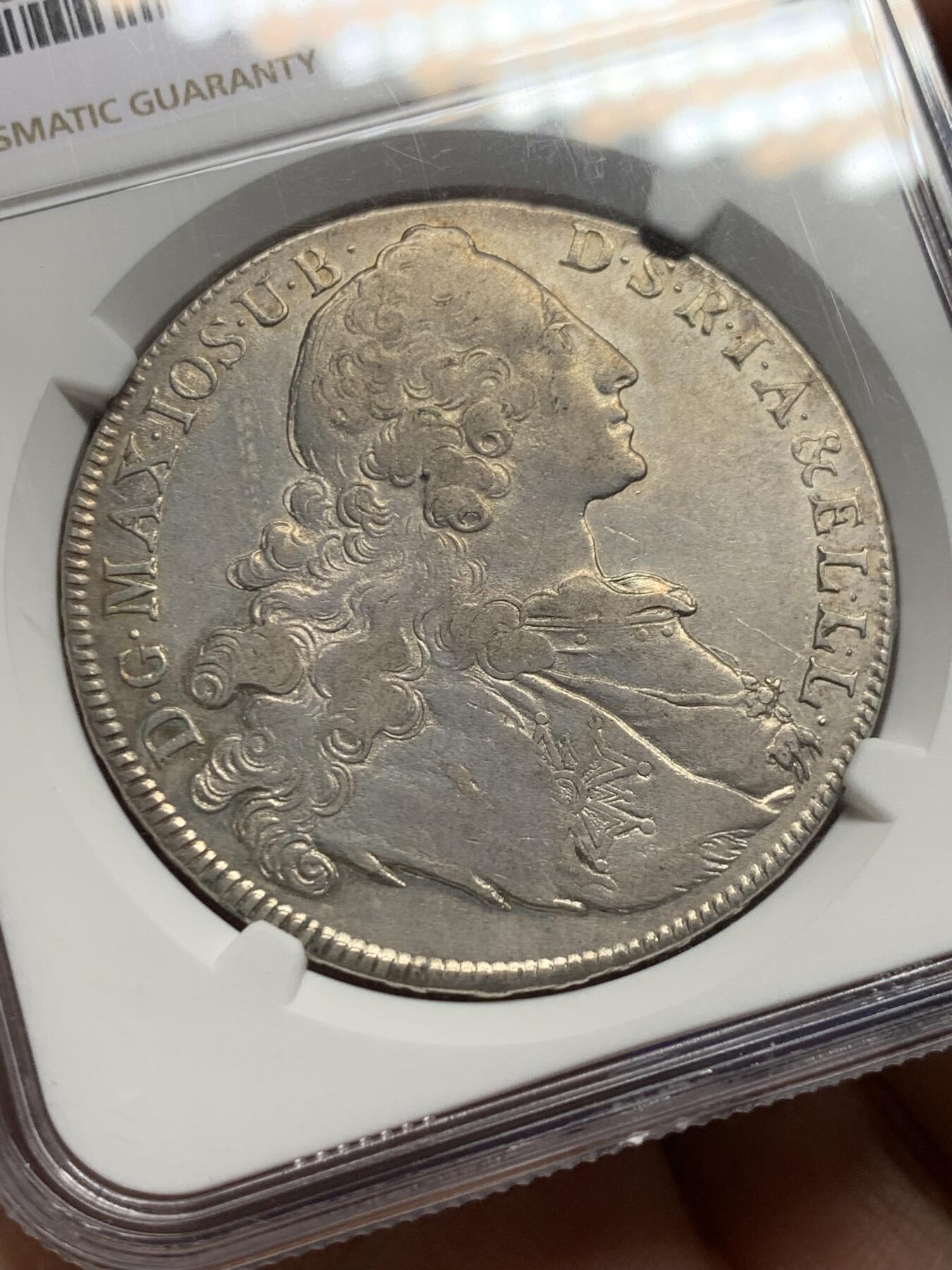 《竞宝斋》第443场 周日，周一，2场连拍 （全场包邮） NGC XF45 德国巴伐利亚1764年圣母抱婴泰勒银币