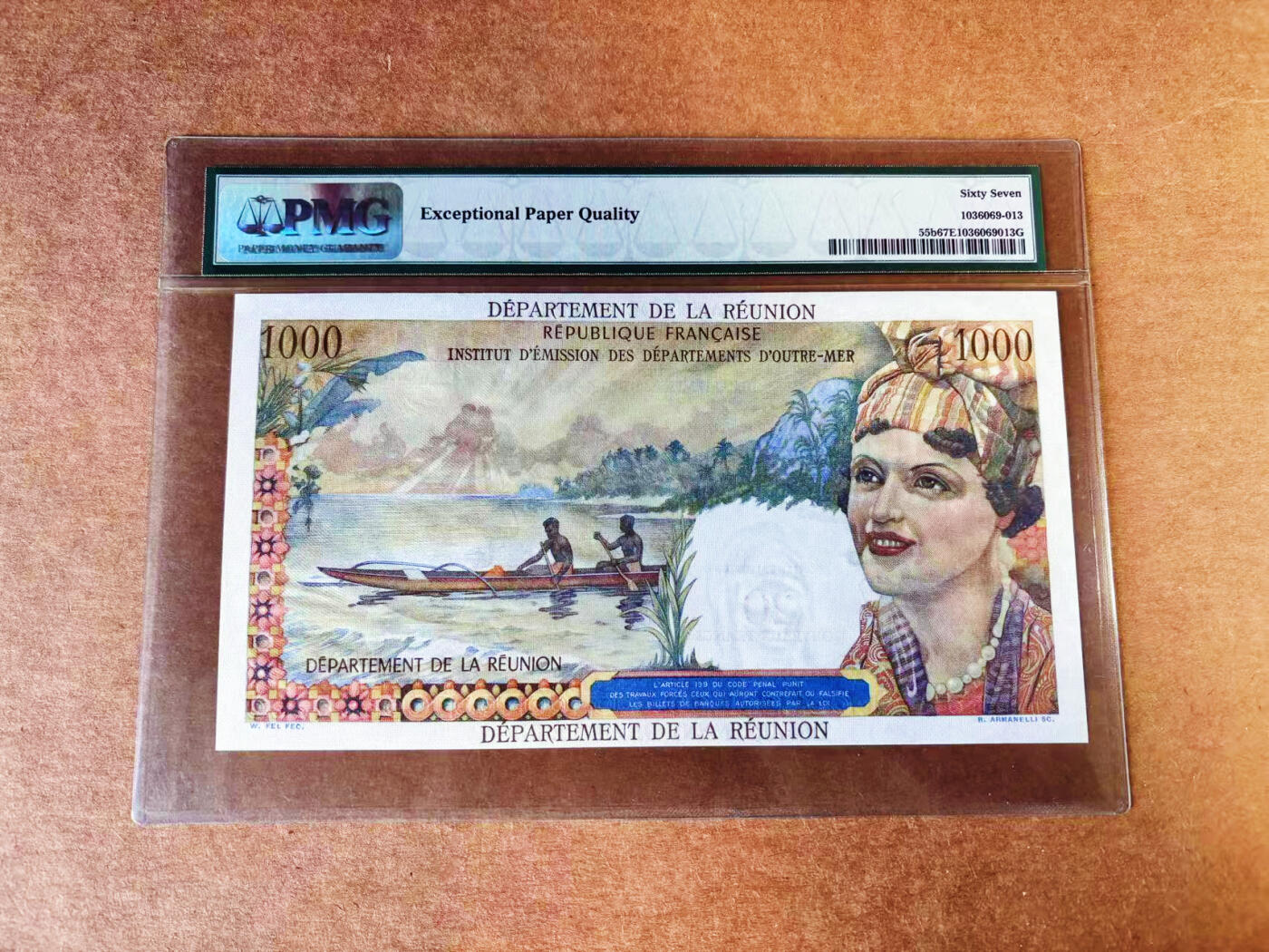 【Blue Auction】世界纸币精拍第757期——18级TOP拍卖/信誉/品质/专业/高效💫 留尼旺 1971年20新法郎 PMG67EPQ 高分 大票幅 老壳 风光唯美 景色怡人 法属经典