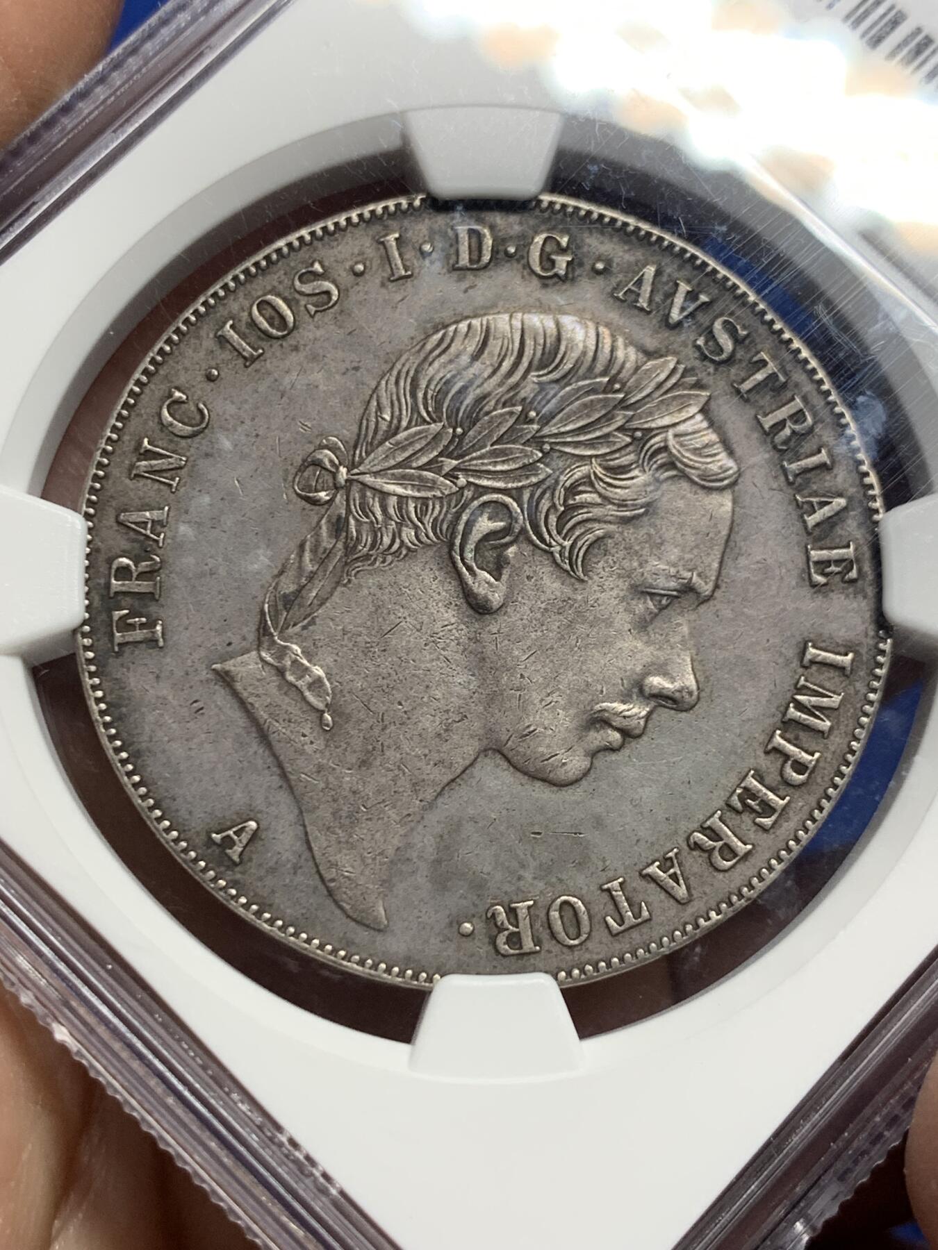 《竞宝斋》第443场 周日，周一，2场连拍 （全场包邮） NGC AUD 奥地利帝国1856年弗兰茨约瑟夫一世协议1泰勒，包浆不错，国内不多见的品种。