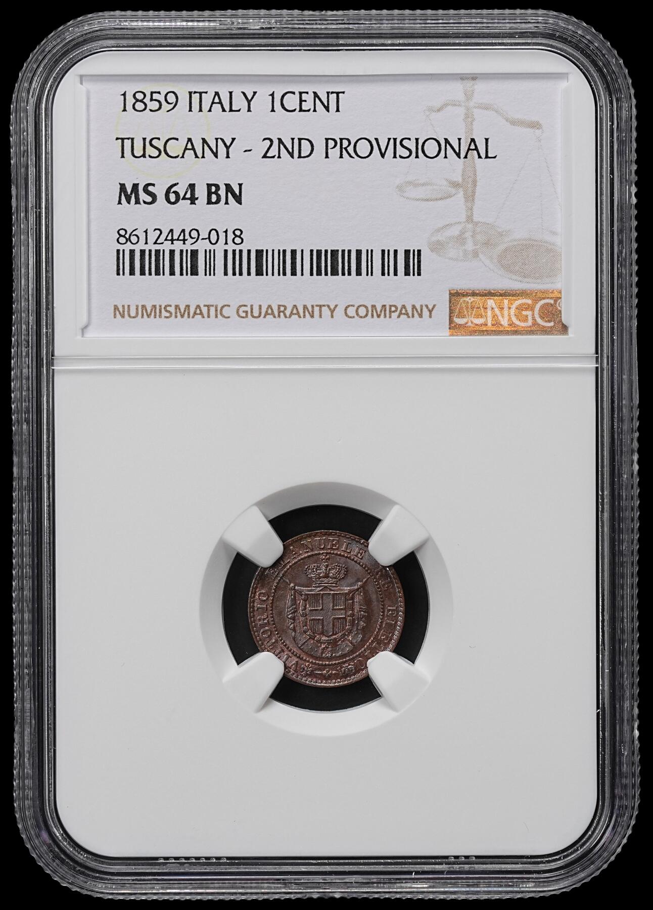 修遠堂世界钱币第九十五期 NGC MS64BN 1859年托斯卡纳1分铜币