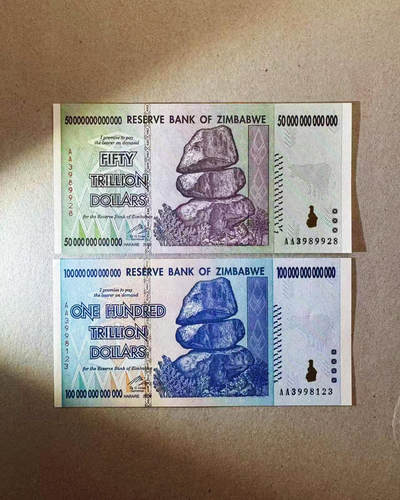 【Blue Auction】世界纸币精拍第757期——18级TOP拍卖/信誉/品质/专业/高效💫 - 【一组2张AA冠无47】津巴布韦 2008年50万亿元-100万亿元 全新UNC