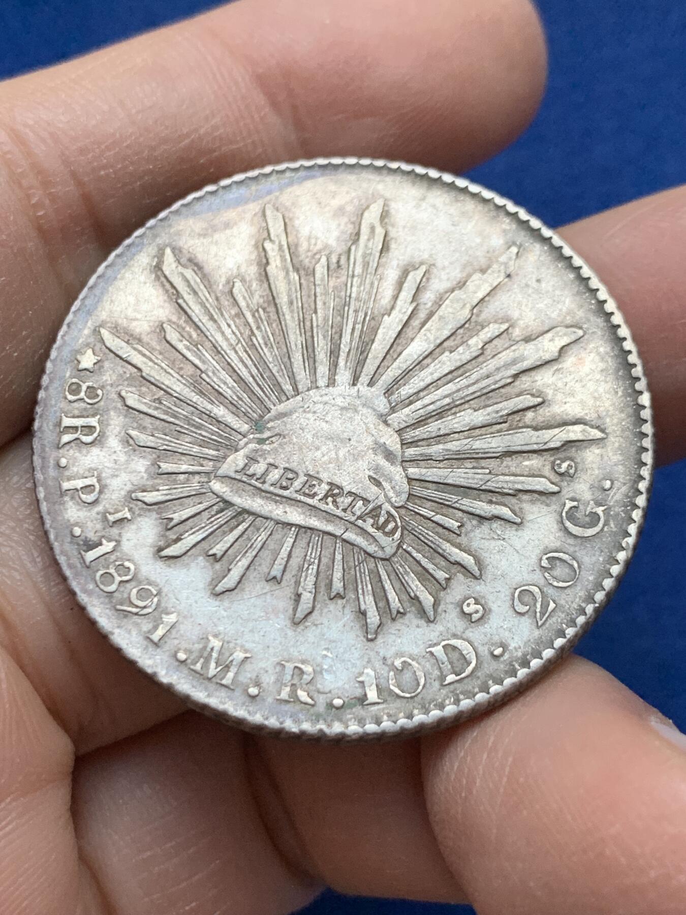 《竞宝斋》第443场 周日，周一，2场连拍 （全场包邮） 墨西哥 1891 PI MR版 8R鹰洋银币 细节见图