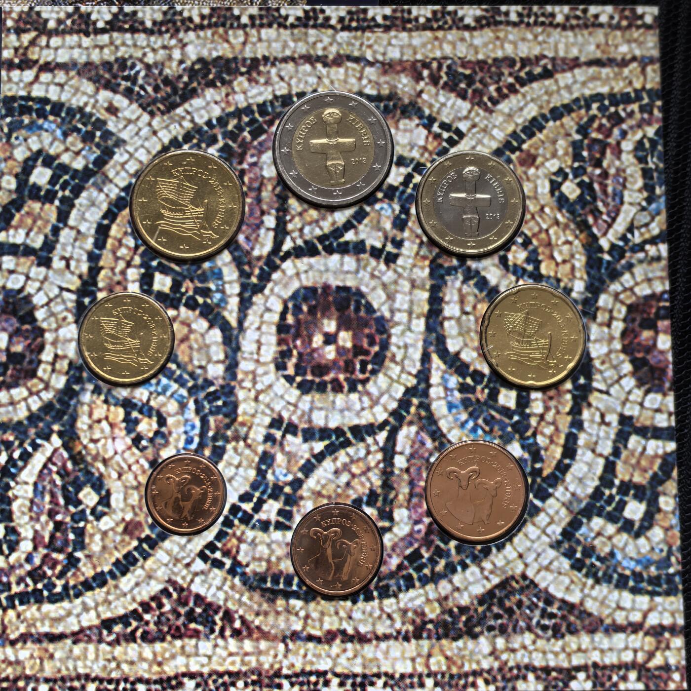 道一币馆币章第一百五十六场 欧洲之星 原包装 塞浦路斯2013年欧元套币八枚