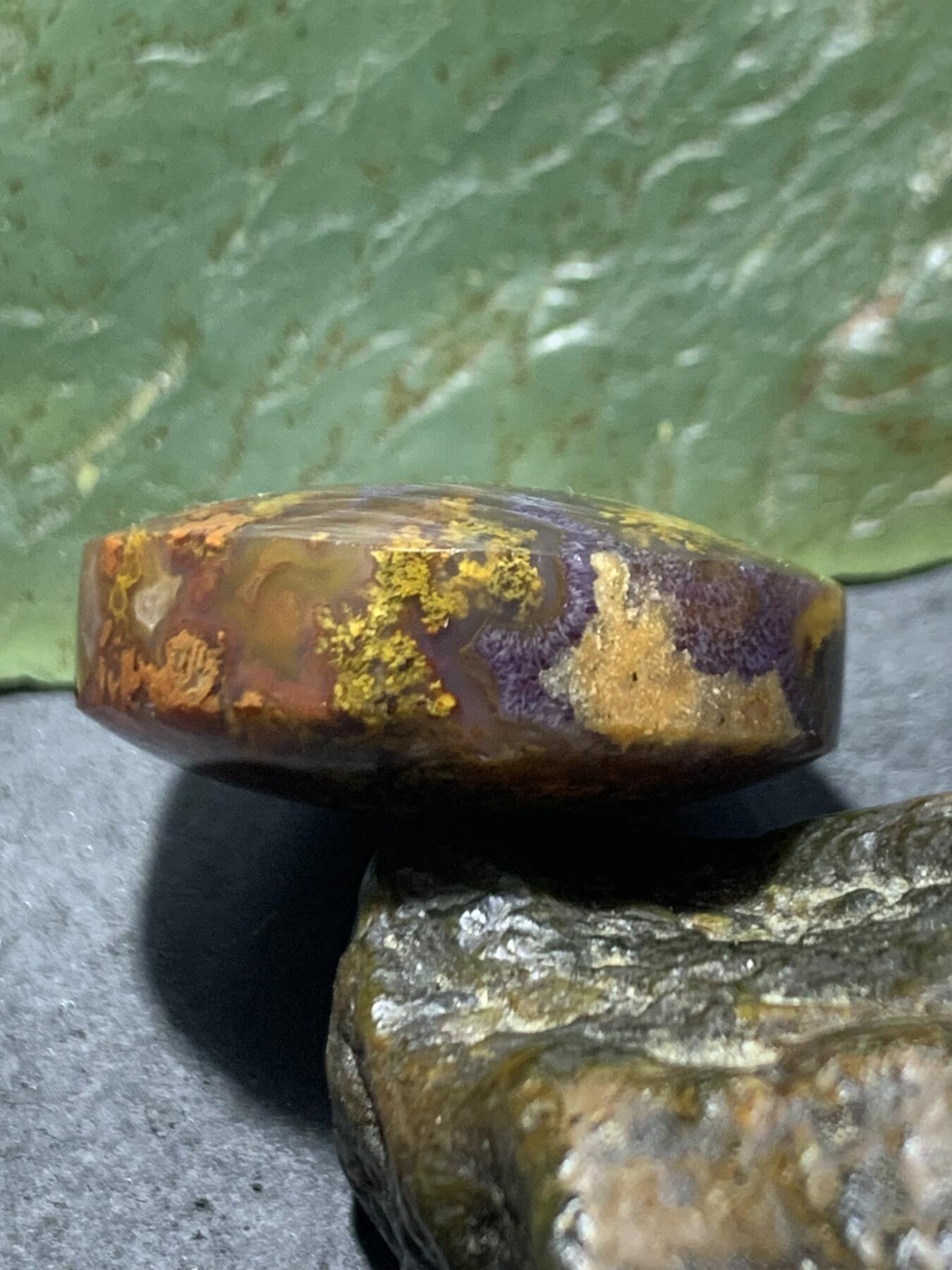 精美冻料草花纹冰飘战国红玛瑙随形平安扣一个