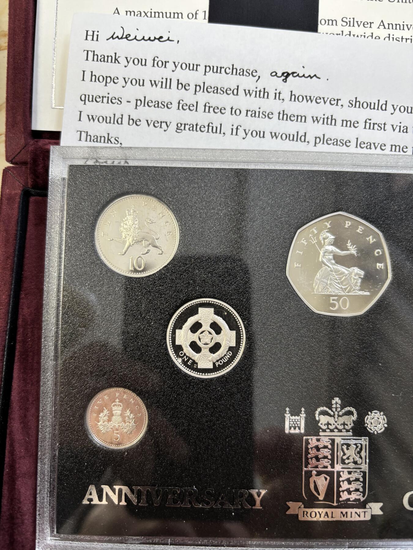 第183期拍卖 英国1996年【十进制】7枚全银精制纪念套币，925银，3.56/7.12/3.25/6.5/5.0/13.5/9.5克，发行15000套