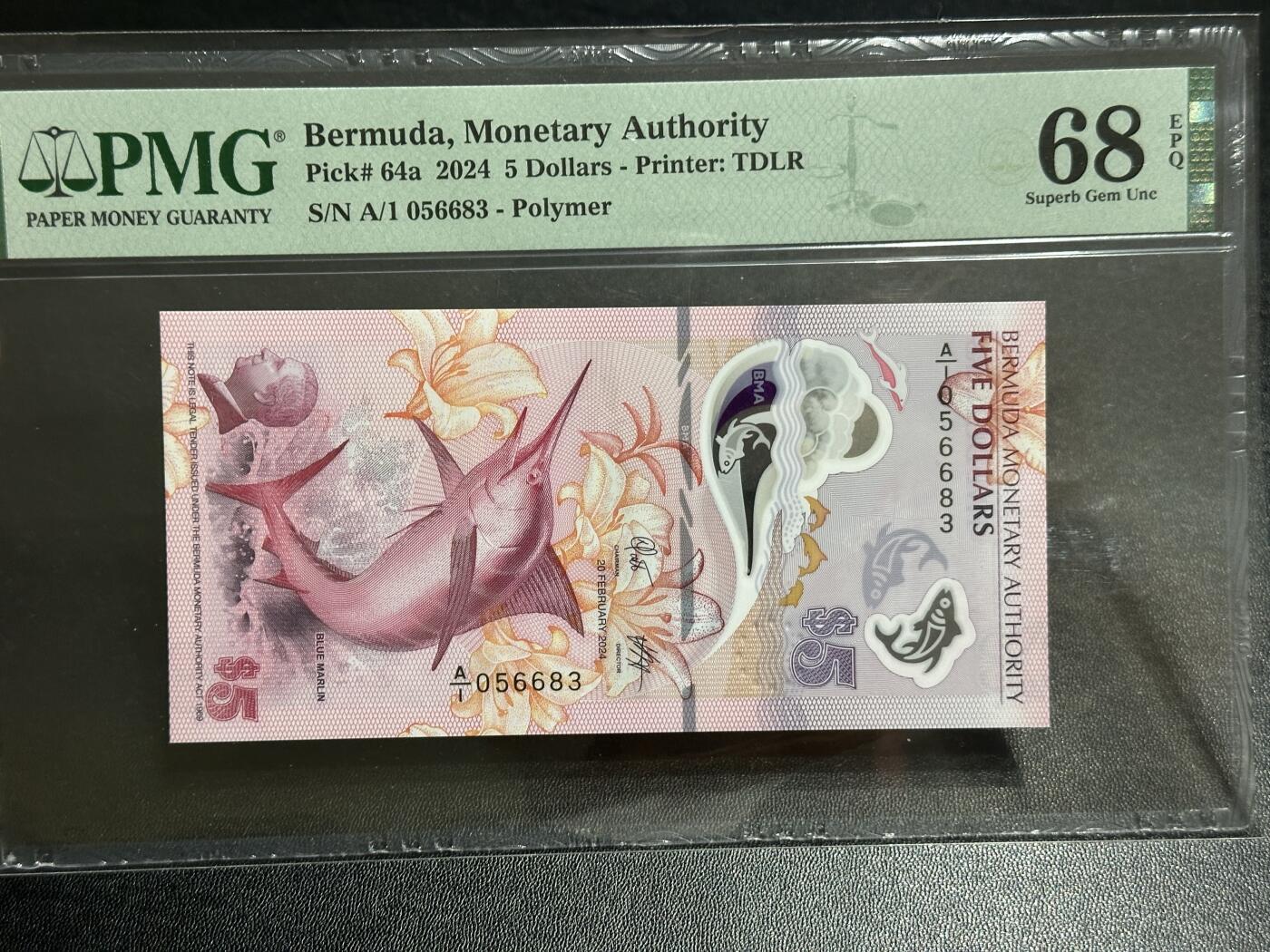 《外钞收藏家》第五百九十期（欧洲强钞、港币、硬通货及丰富裸币大拍场）（本平台长期征集拍品、欢迎藏友们联系合作） 2024年百慕大2元 A/1冠 PMG68 获奖钞 无47靓号尾683