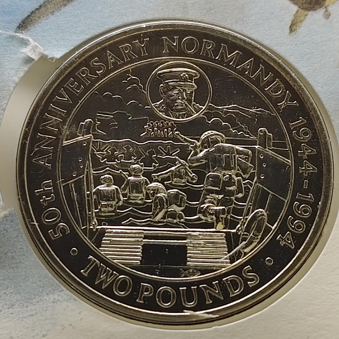 【全场包邮】纯粹捡漏拍482场（免费代拍第19场）-币封+套装+富兰克林（注意佣金） 【邮币封】根西1994年2镑诺曼底登陆50周年克朗型纪念币邮币封