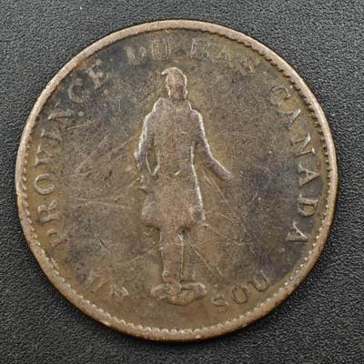 【淘币小摊】实时拍第八百一十三拍   散币场   满百包邮可预留二周 每周一统一发货   - 下加拿大1837年半便士铜币代币