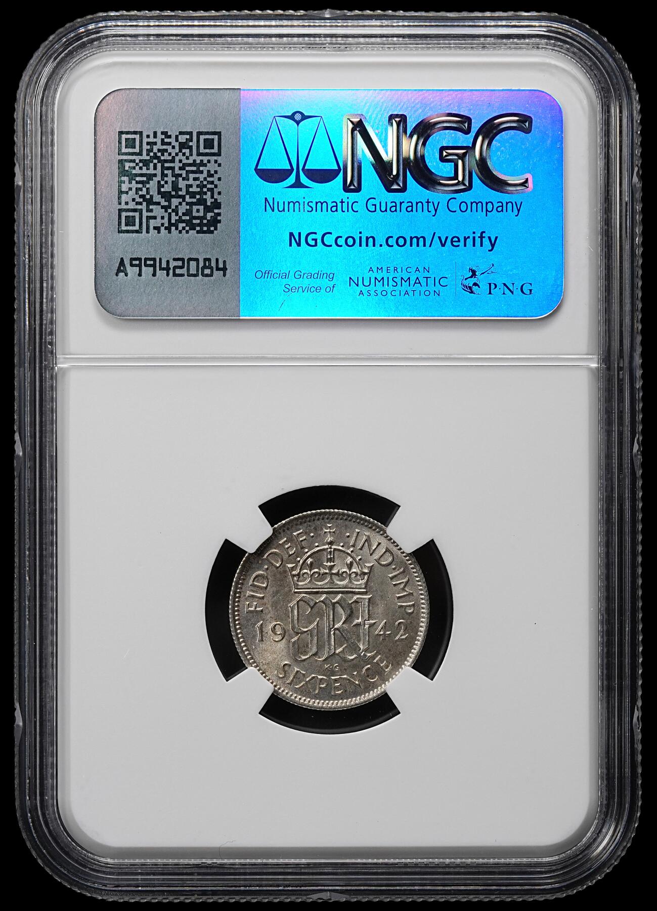 修遠堂世界钱币第九十五期 NGC MS65 1942年英国6便士银币