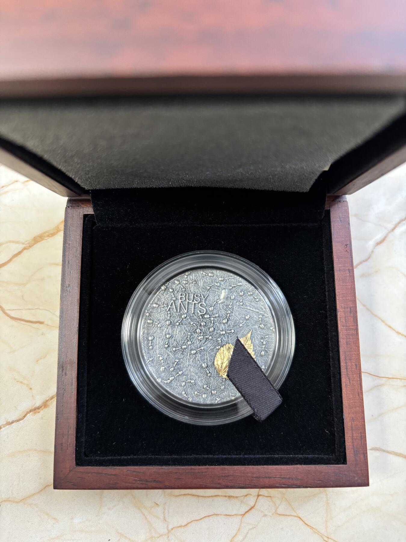 第184期拍卖 加纳2022年自然建筑师忙碌的蚂蚁2盎司纪念银币，999银，发行量500枚