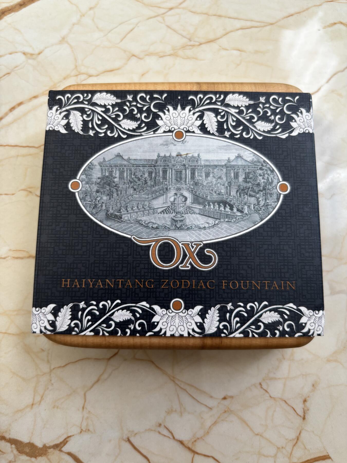 第184期拍卖 纽埃2021年圆明园海晏堂十二生肖喷泉丑牛浮雕银币，999银，3盎司，发行量500枚