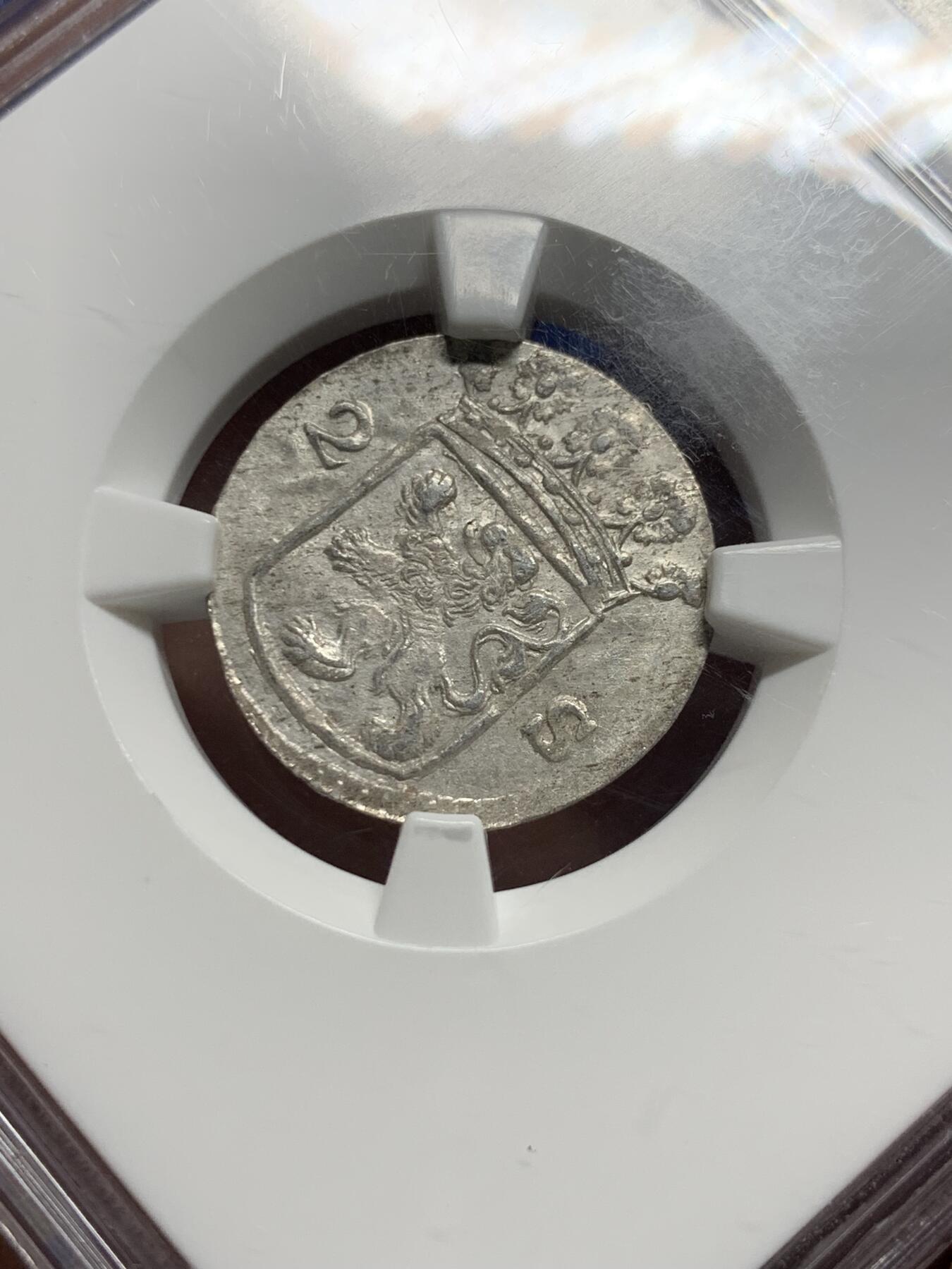 《竞宝斋》第443场 周日，周一，2场连拍 （全场包邮） NGC AU58 荷兰1780年2s银币 购自欧洲老藏家 打制深峻完整 老盒严评压分