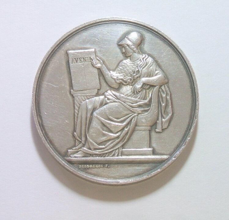 【银】法国1838年 女神坐像高浮雕精制大银章 40MM 38克