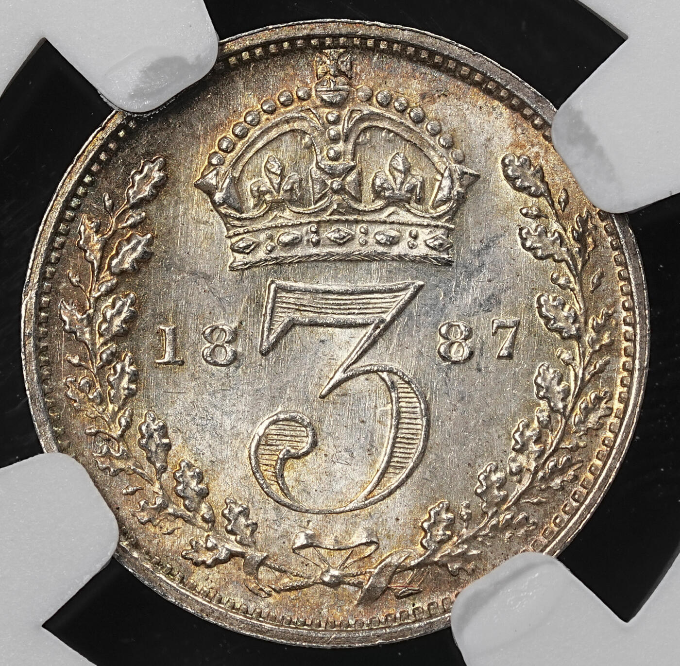 修遠堂世界钱币第九十五期 NGC MS65 1887年英国3便士银币