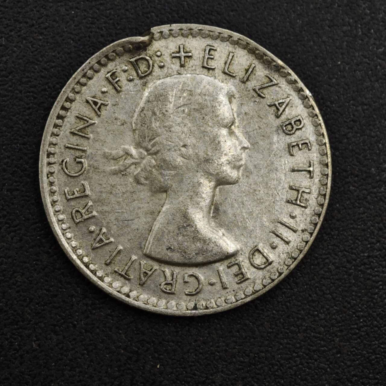 【淘币小摊】实时拍第八百一十三拍   散币场   满百包邮可预留二周 每周一统一发货   澳大利亚1958年伊丽莎白二世3便士银币