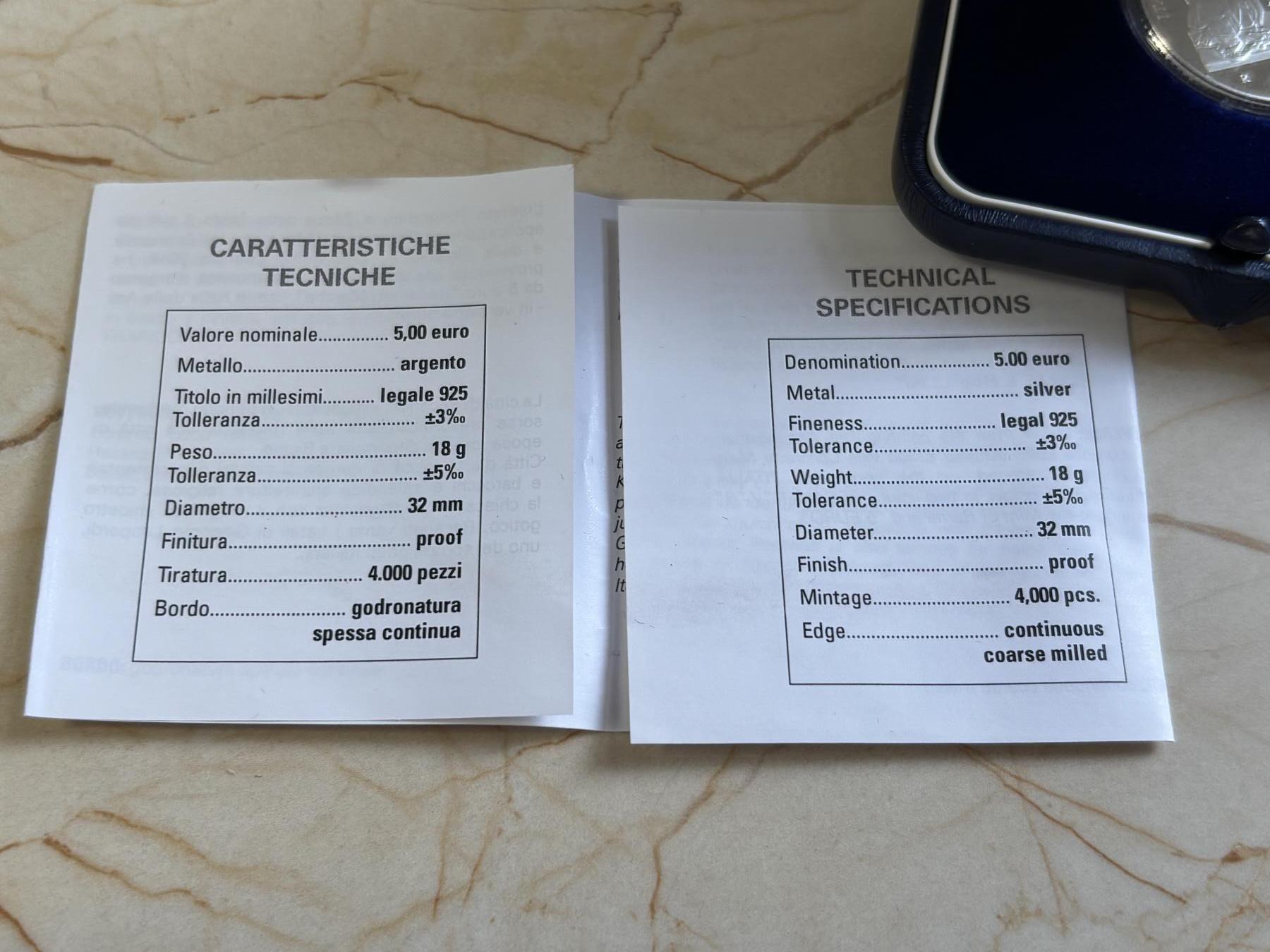 第183期拍卖 意大利2016年艺术意大利系列雷卡纳蒂精制纪念银币，925银，18克，发行4000枚