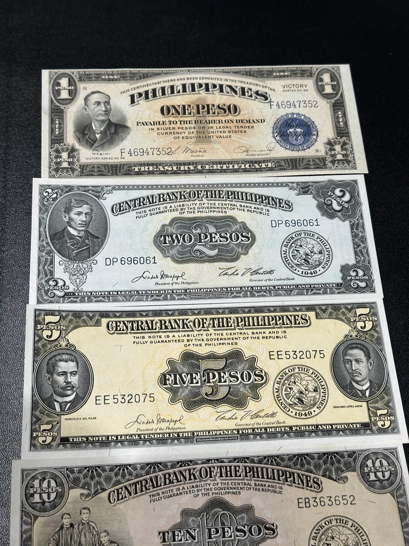 《外钞收藏家》第五百九十期（欧洲强钞、港币、硬通货及丰富裸币大拍场）（本平台长期征集拍品、欢迎藏友们联系合作） 菲律宾两个版本2-20比索 全新 但轻微荧光不绝