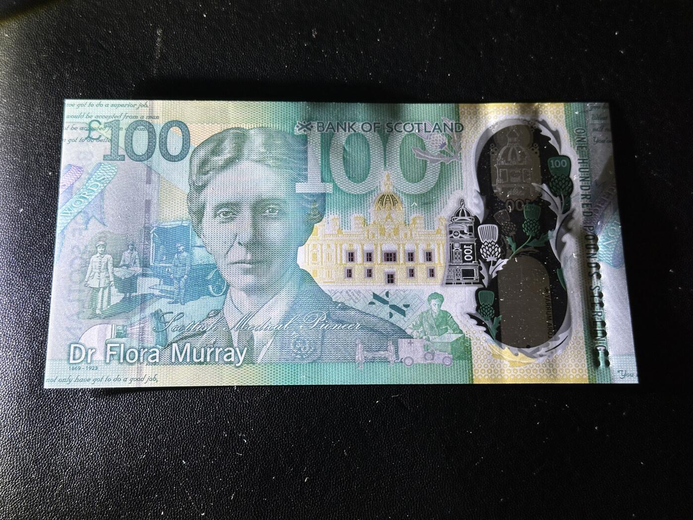 《外钞收藏家》第五百九十期（欧洲强钞、港币、硬通货及丰富裸币大拍场）（本平台长期征集拍品、欢迎藏友们联系合作） 2021年苏格兰100镑 全新UNC