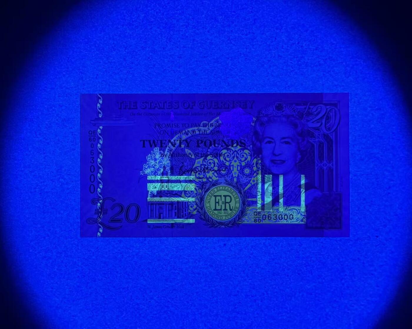 【Blue Auction】世界纸币精拍第757期——18级TOP拍卖/信誉/品质/专业/高效💫 【000豹子号无47】根西 20镑 女王 全新UNC