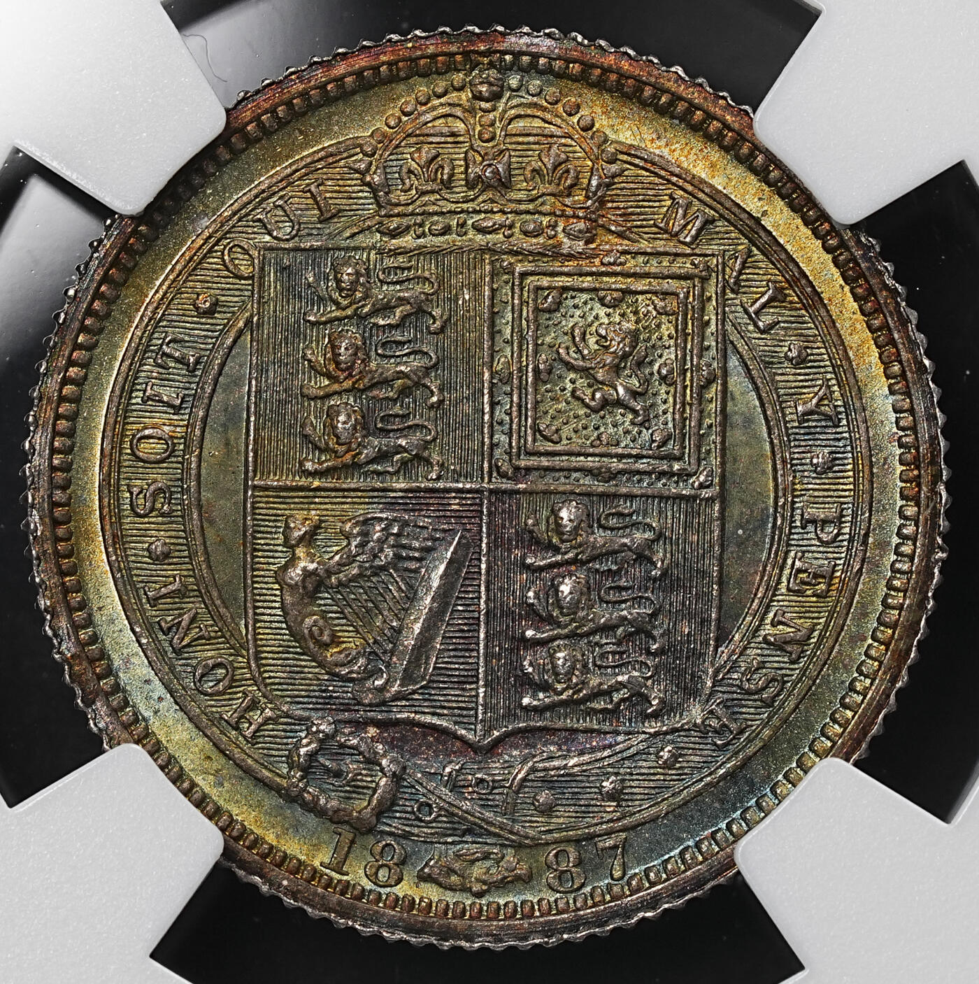 修遠堂世界钱币第九十五期 NGC MS64 1887年英国6便士银币 极品重五彩