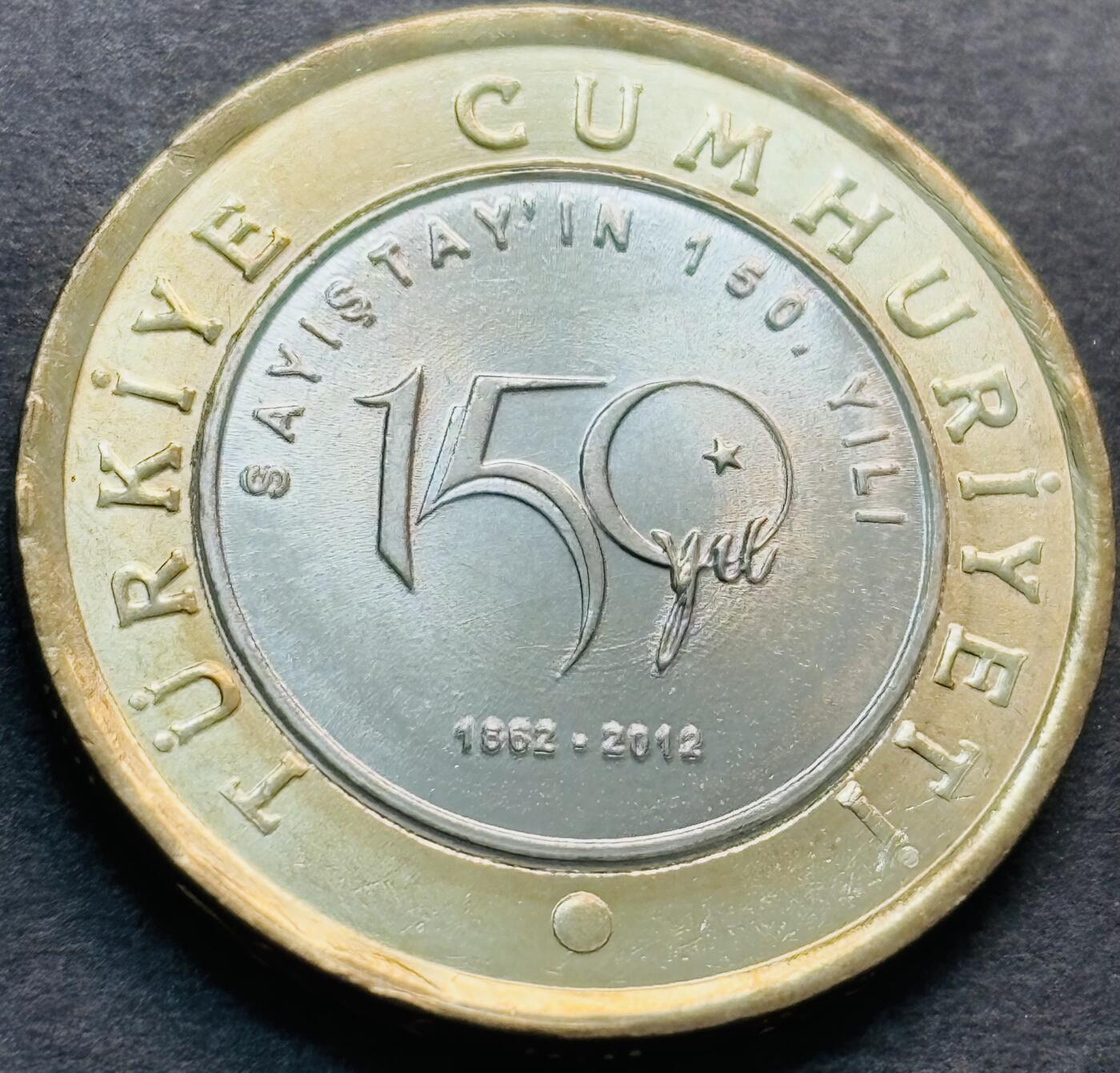 文馨钱币收藏第 284 场，【 长期接收代拍品】老藏家拍品南朝鲜李承晚时期货币，泰国大型纪念币，土耳其各时期及各国套币场 全新土耳其2012年 1里拉 宪法法院150周年  双色纪念币，第七版