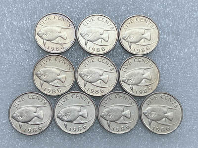 第一海外回流一元起拍收藏 散集专场  第274期 - 百慕大1986年5分硬币 10枚 原光近新品