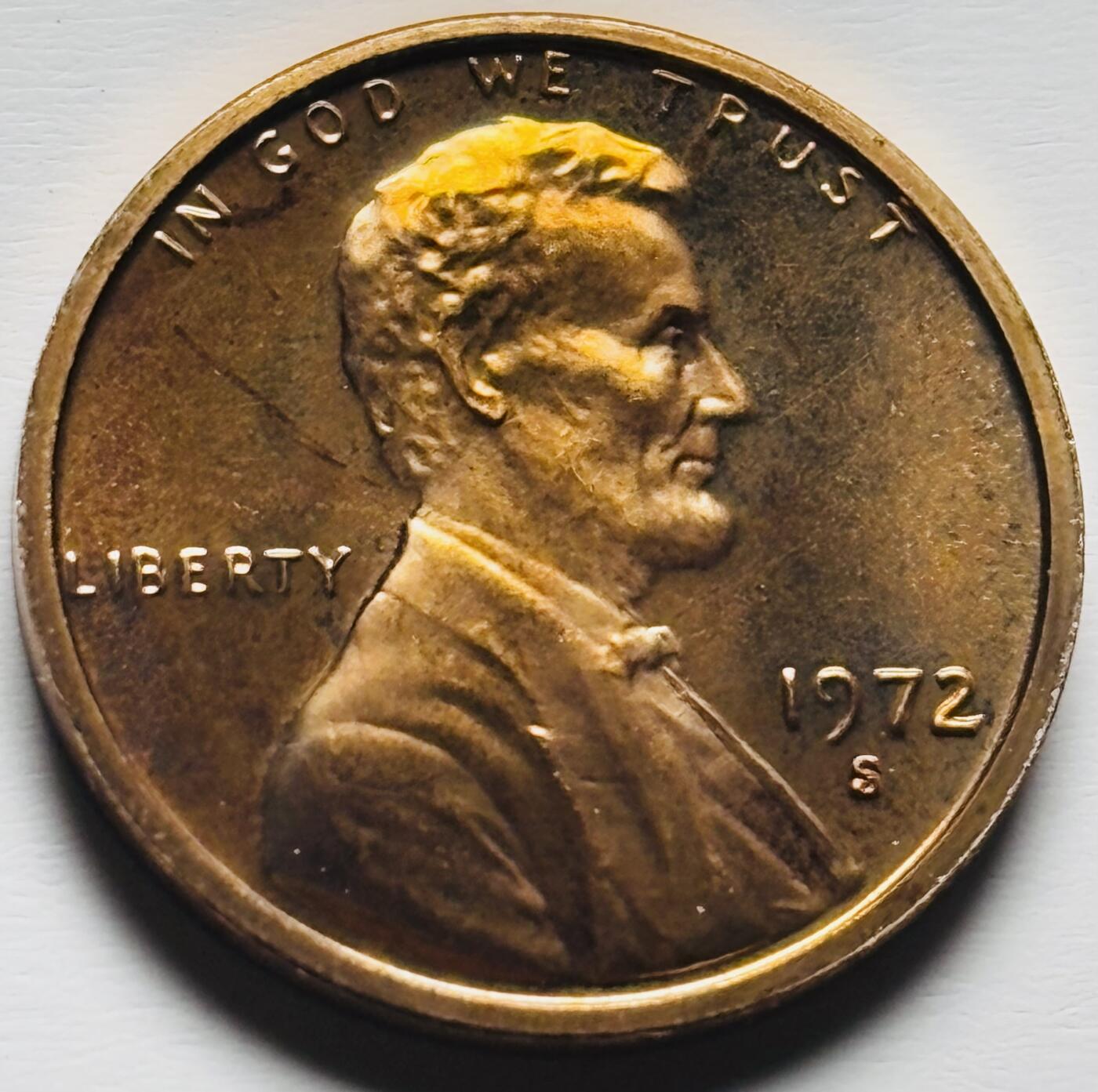 文馨钱币收藏第 284 场，【 长期接收代拍品】老藏家拍品南朝鲜李承晚时期货币，泰国大型纪念币，土耳其各时期及各国套币场 全新 1972 年美国林肯 1 美分精制币 S 版