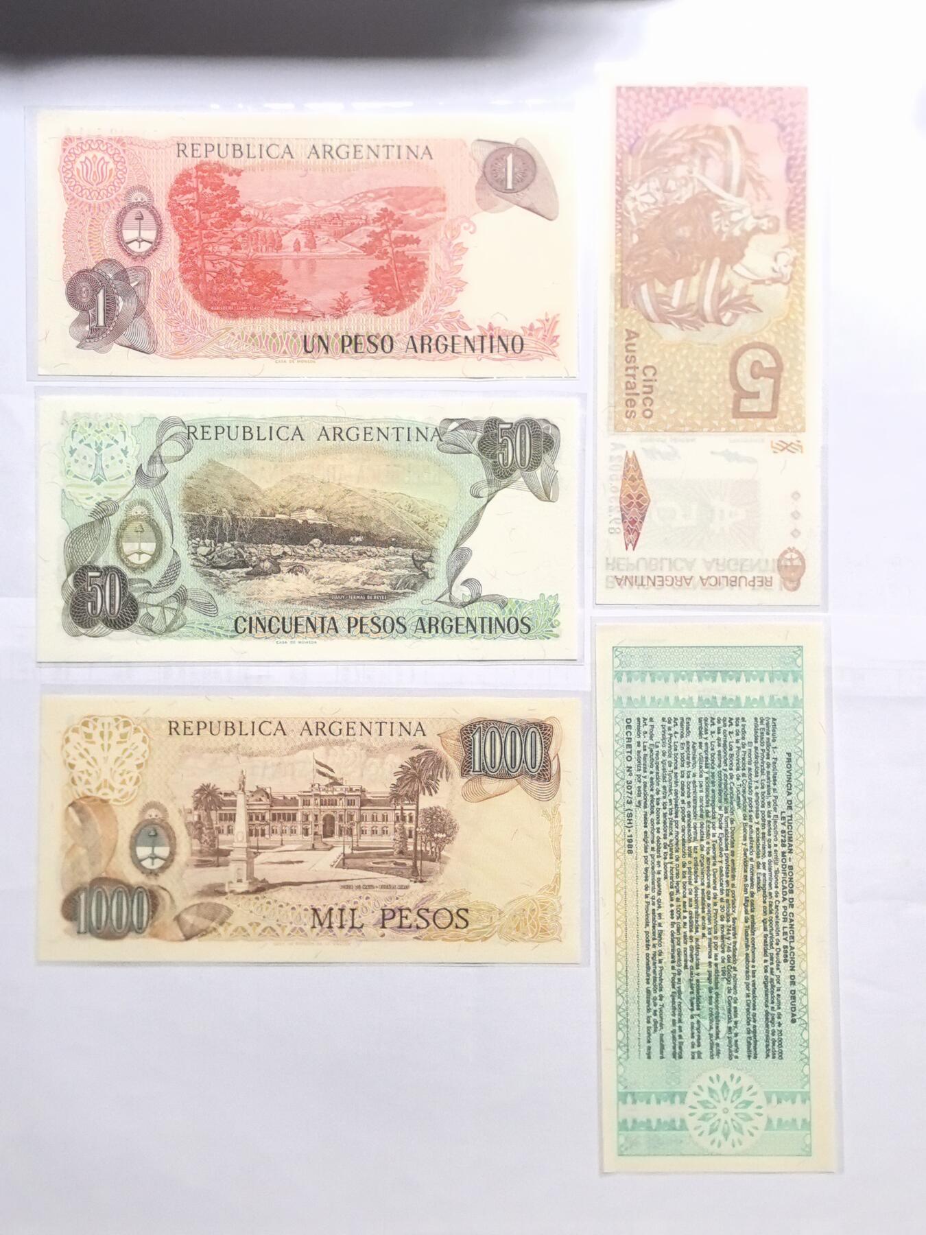 各国外币第100期 无佣金 阿根廷不同7张全新