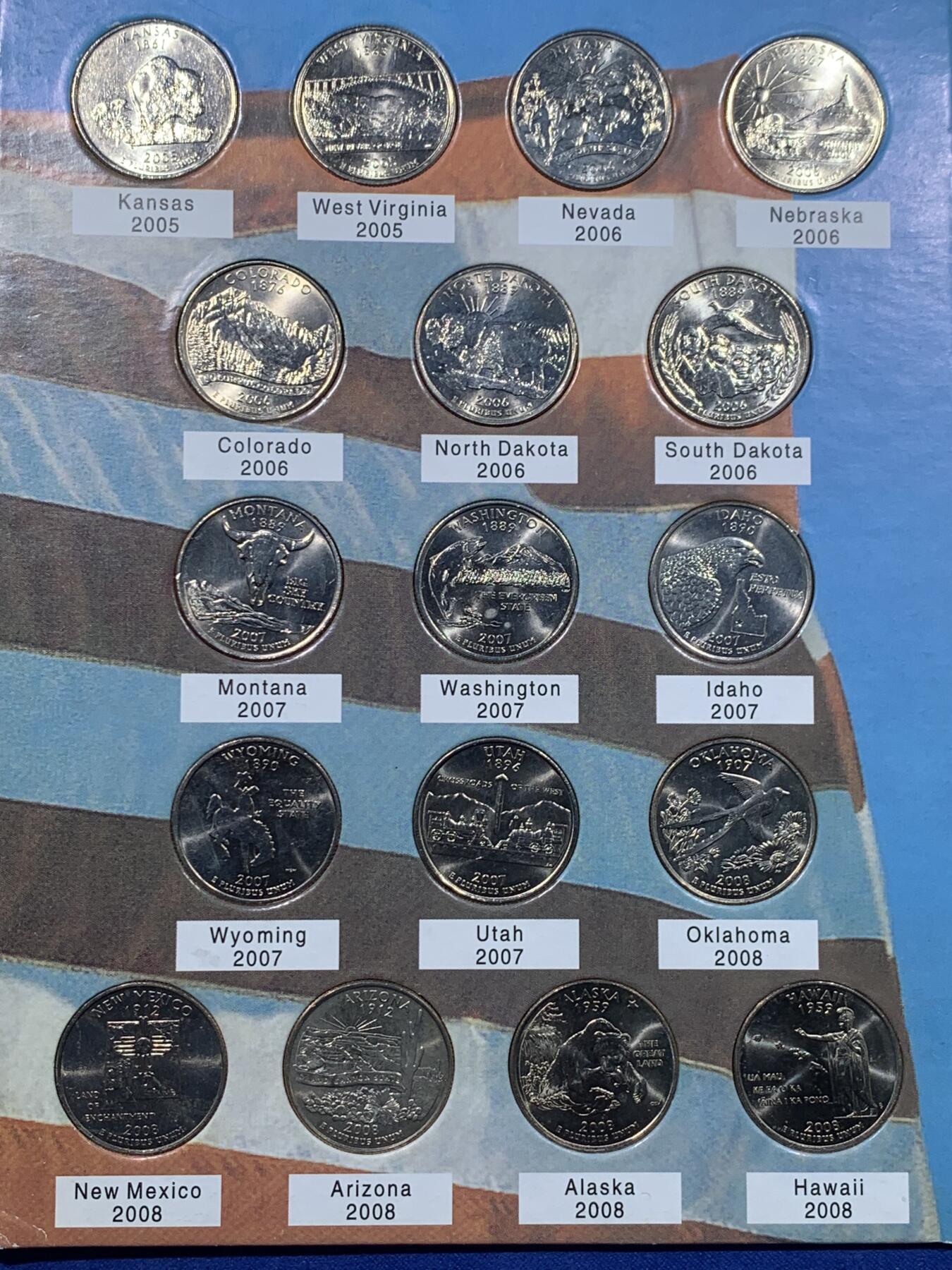 《竞宝斋》第443场 周日，周一，2场连拍 （全场包邮） 美国州币原光一本51枚+美国1986年50分自由女神像精制币