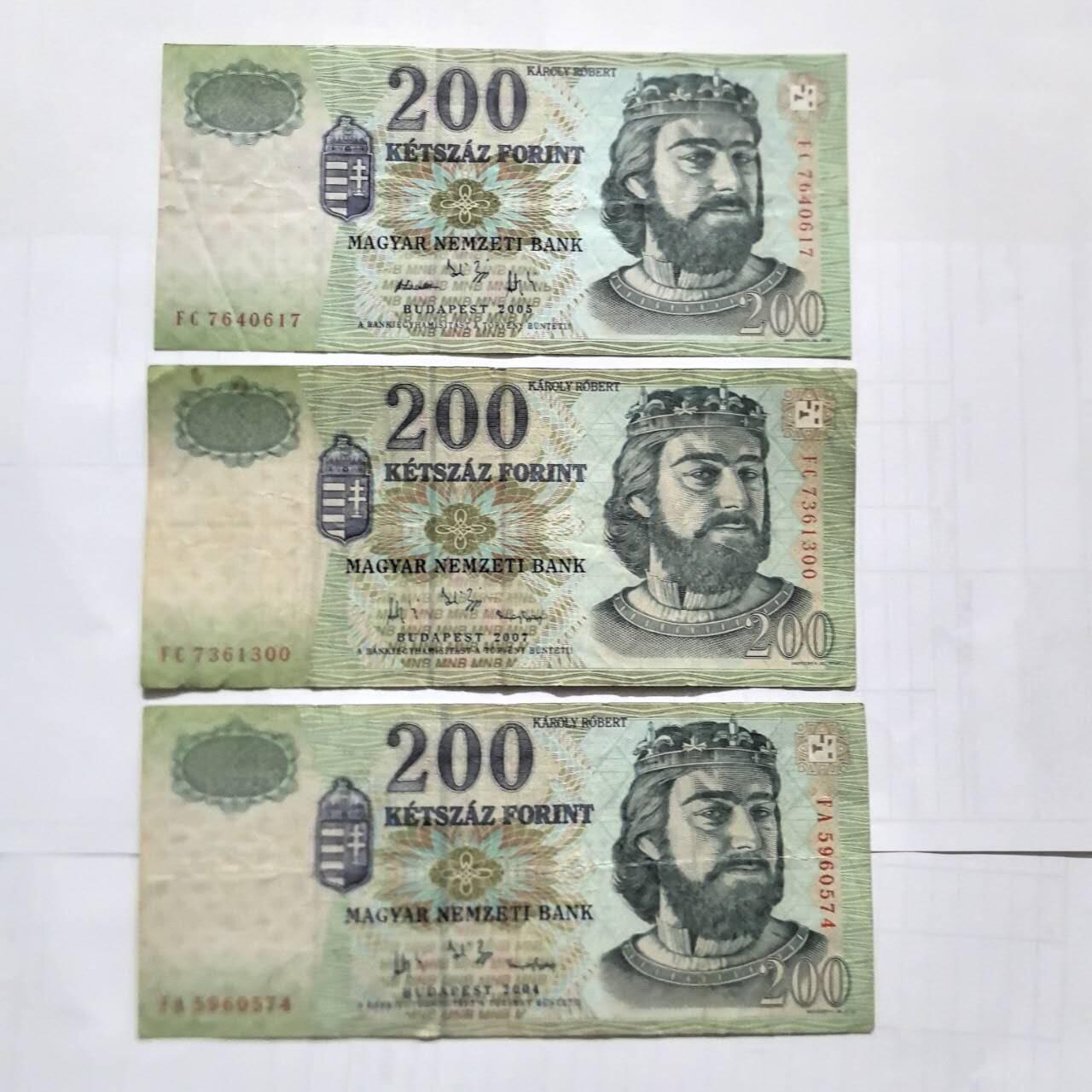 各国外币第100期 无佣金 匈牙利200福林 不同年份3张