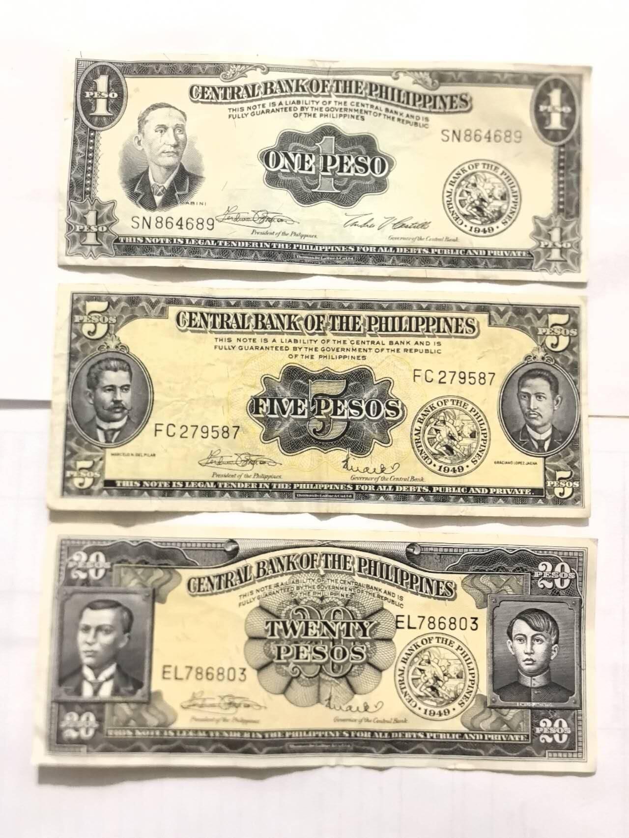 各国外币第100期 无佣金 菲律宾1949年 3张