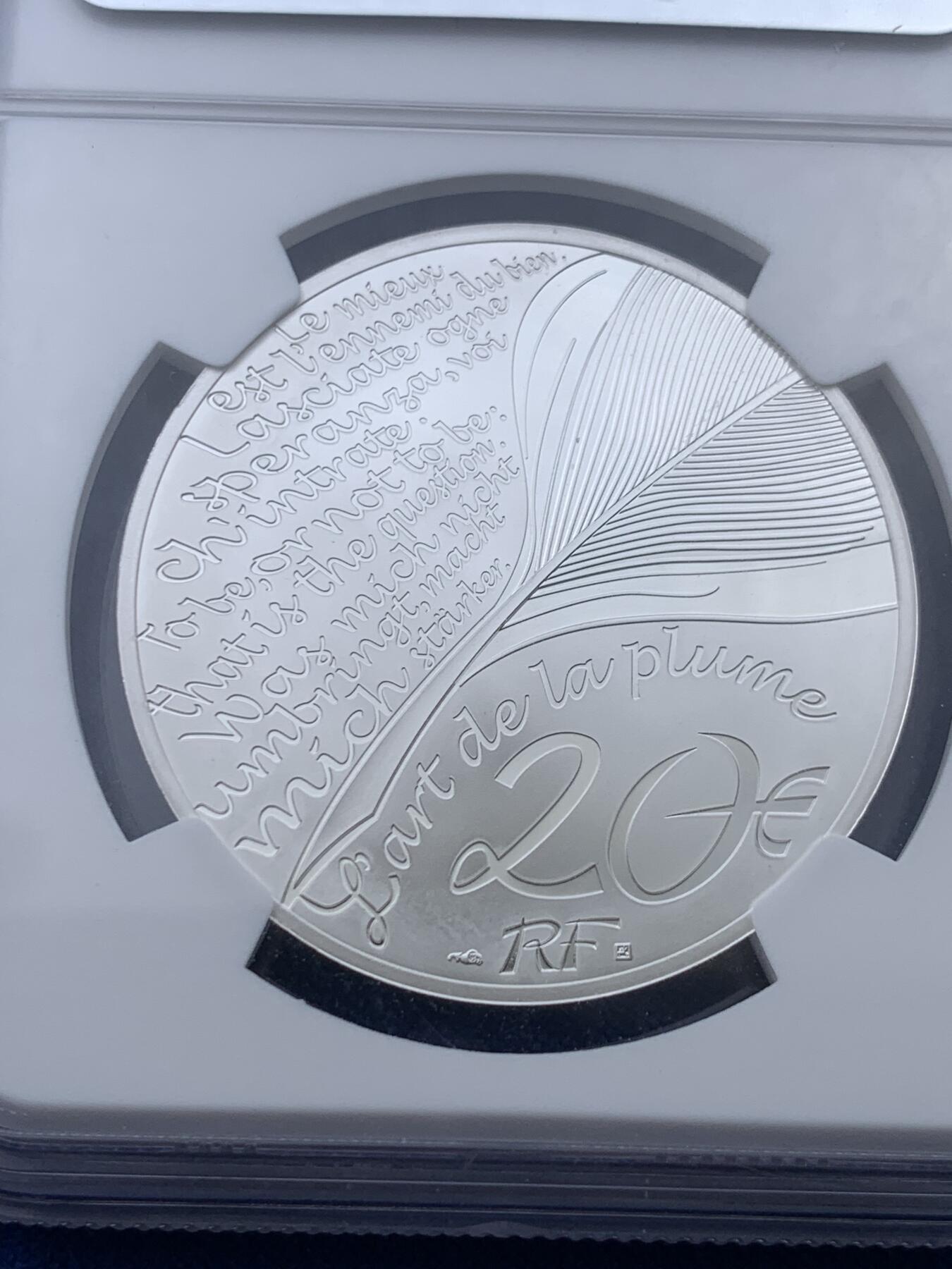 《竞宝斋》第443场 周日，周一，2场连拍 （全场包邮） NGC PF68UC 法国2025年笔尖艺术儒勒凡尔纳逝世120周年20欧元浮雕精制银币（1盎司，999银，37MM币径，限量3千枚，盒证齐全）