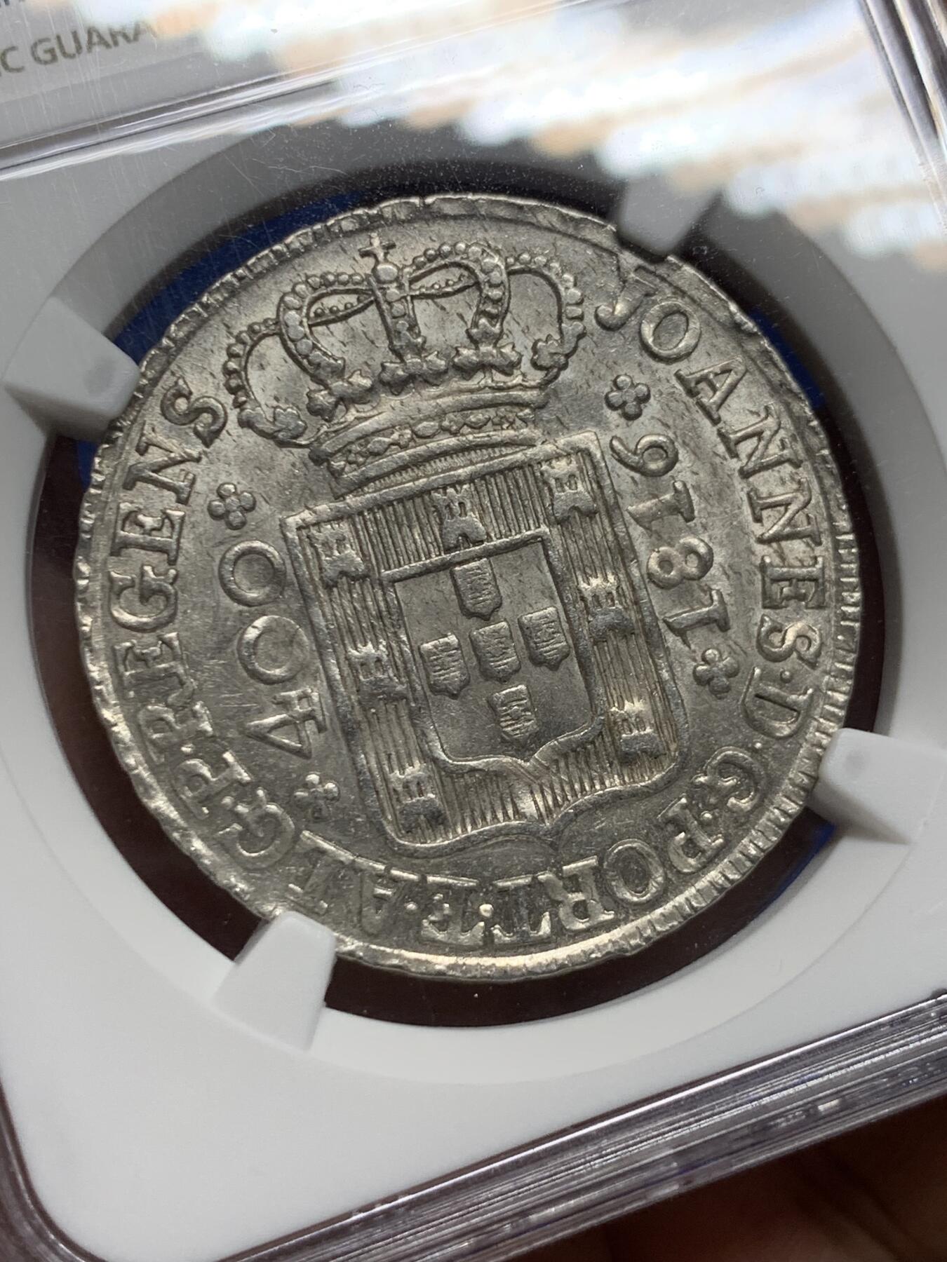 《竞宝斋》第443场 周日，周一，2场连拍 （全场包邮） NGC MS63 葡萄牙1816年若昂六世400R十字银币，本土最大面值，打铸极佳，光度很好的一枚